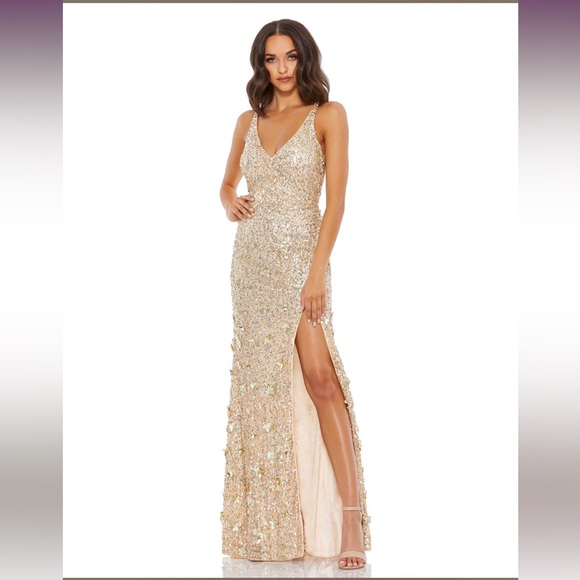 Mac Duggal Strappy Back Sequin Gown - Picture 1 of 10